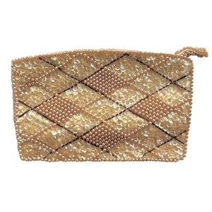 La Regale Product Vintage Sequin Beaded Pearl Clutch Mini Purse Japan